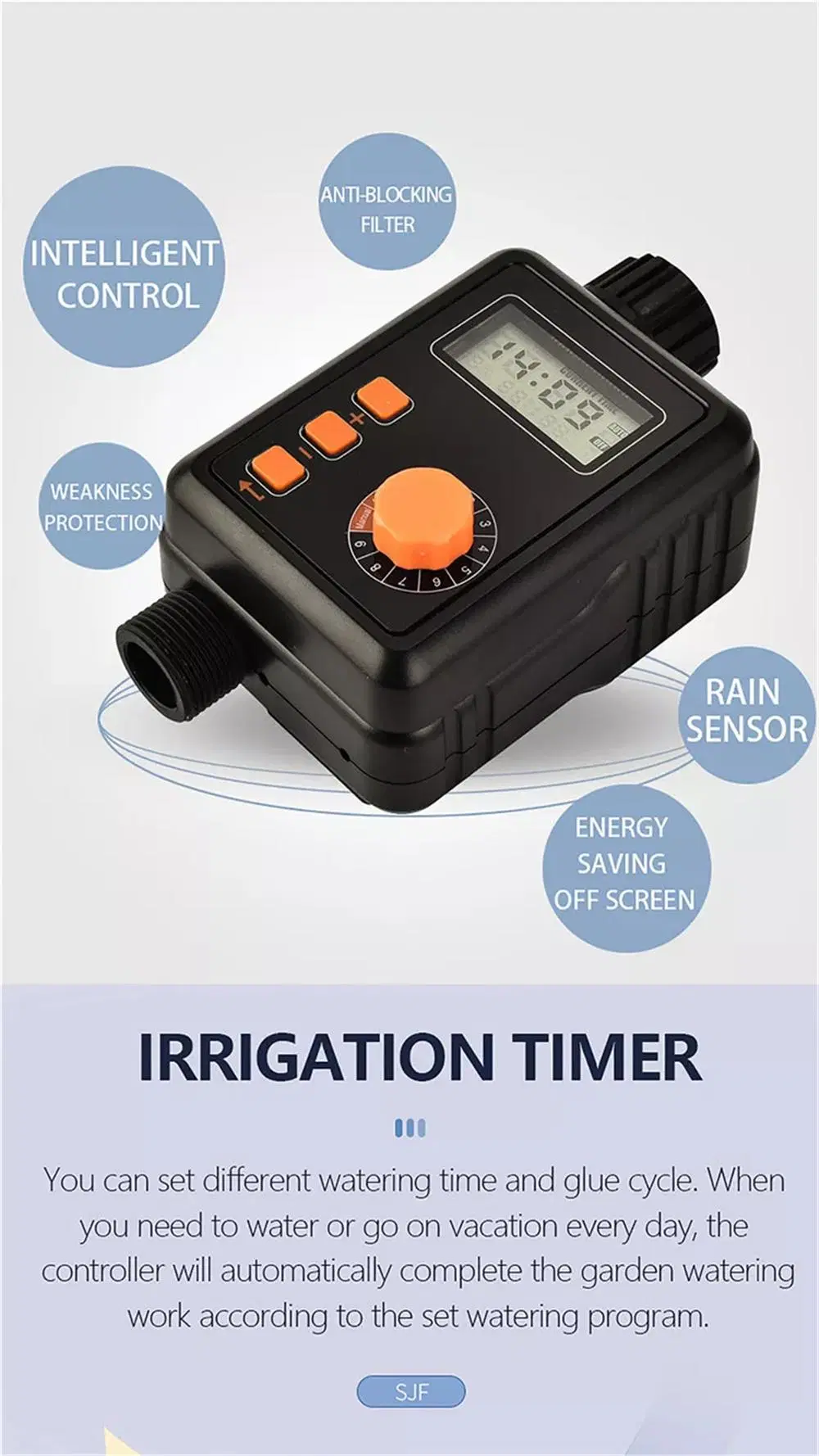 Digital Irrigation Time Controller Garden Automatic LCD Display Rain Sensor Self Closing Watering Timer