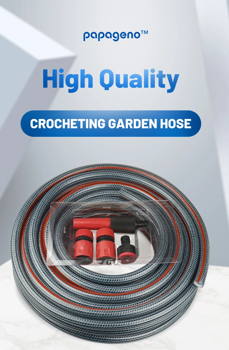 Anti Kink PVC Crocheting Garden Hose with 4 Piece Fittings Kit