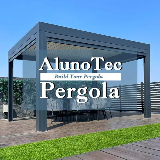 Fabbrica fai da te ombreggiatura spazio abitativo all'aperto copertura del patio tettoia tenda automatica moderna gazebo in metallo pergolato in alluminio motorizzato con luci a LED